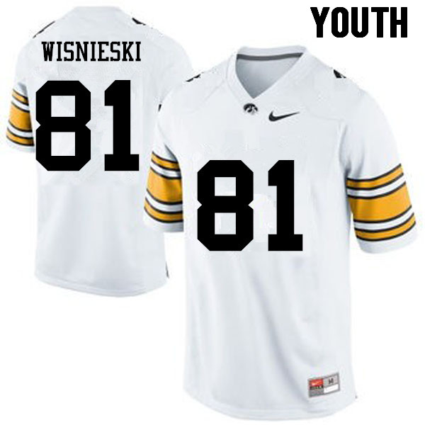 Youth Iowa Hawkeyes #81 Jon Wisnieski College Football Jerseys-White - Click Image to Close